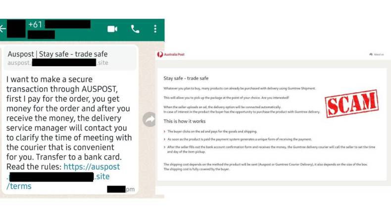 Example images of the Australia Post scam reported in March.