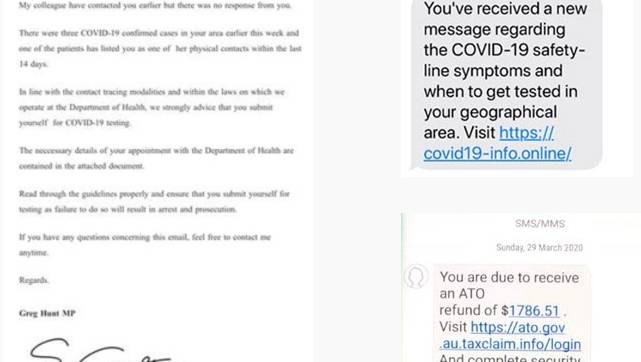 Letters, emails and text messages impersonating government agencies and departments can try to trick you into opening links and sharing personal information. IMAGE: Scamwatch