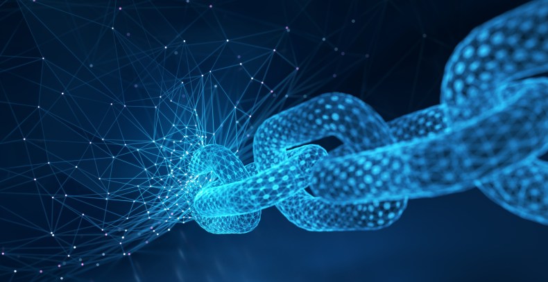 An abstract image of the blockchain formed by network.