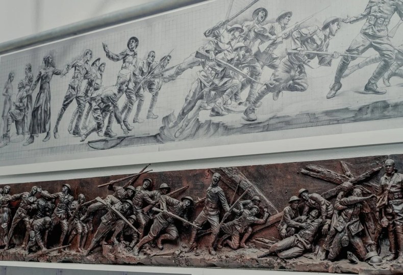 sketches and model figurines