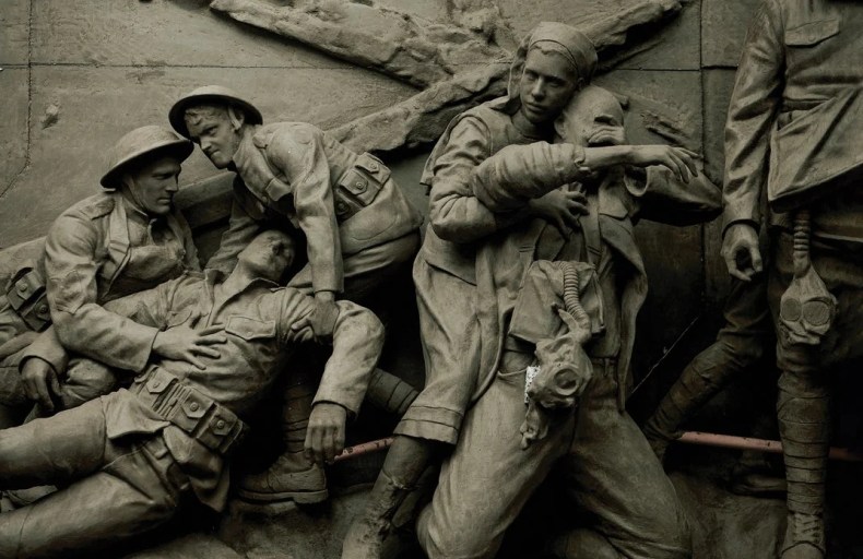 claycoated foam armatures of a battle scene